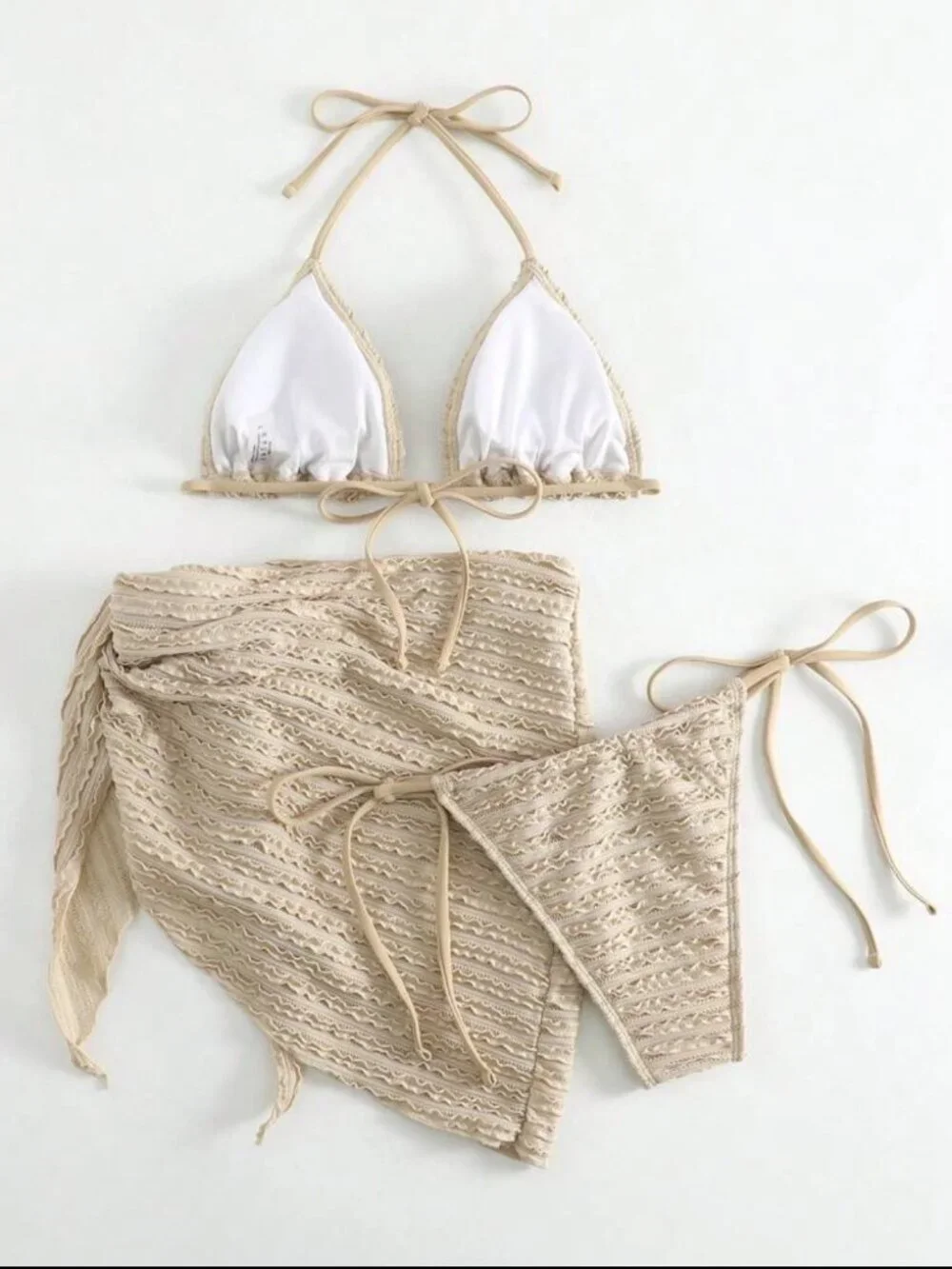 3 Piece Swim Bikini and Cover Up Tan | Never Worn